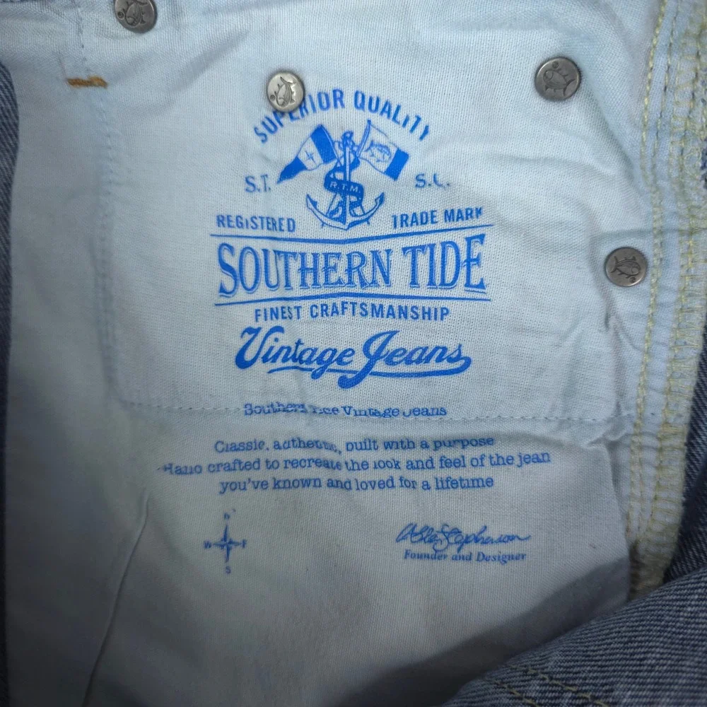 Southern Tide Vintage Jeans Mens 34x30 Blue 100% Cotton Straight Leg Denim